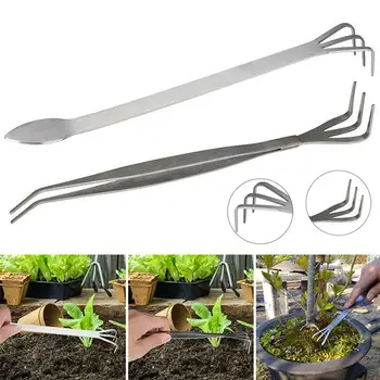 

Flower 2 IN 1 Gardening Tools Firm Soil Durable Plant Practical Mix-function Spatula Root Rake Bonsai Stainless Steel Tweezers