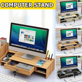 

Shelf Laptop-Stand-Holder Wood Desktop Monitor Stand Computer Screen Riser Shelf Plinth Strong Laptop Stand Desk Holder