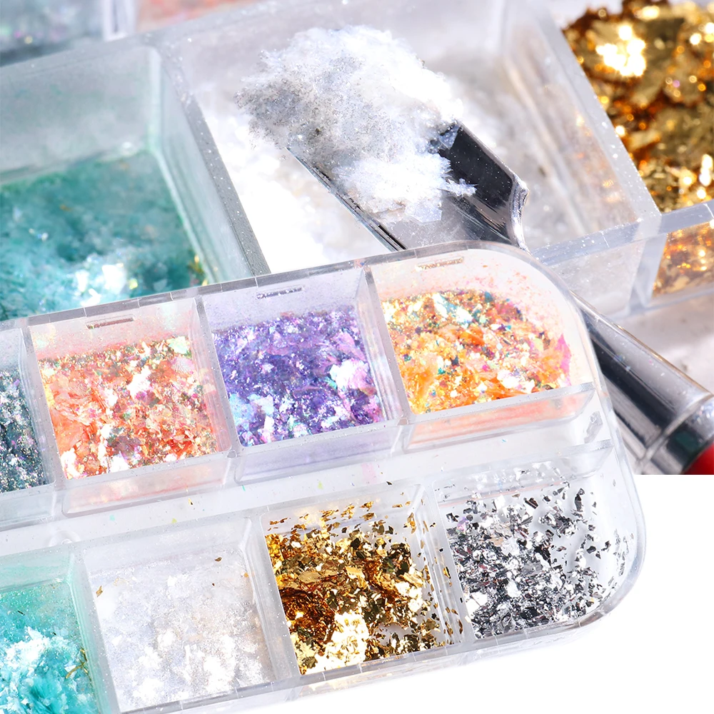 1 Pot Opal Crystal Iridescent Nail Powder Pigment Ice Edelweiss Glitter  Flakes Piece Aurora Color Mixed Nail Art Sequins Powder - AliExpress