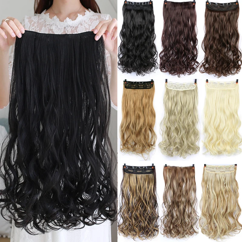 

MUMUPI 24 inch Long Synthetic Hair Clip In Hair Extension Heat Resistant Hairpiece Natural Wavy Hair Piece