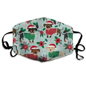 

Christmas Sweaters Cute Dachshunds Mouth Face Mask, Vintage Anti Dust Face Mask Cover Mouth for Adults and Teens