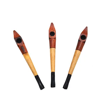 

Natural classic two-color handmade wooden pipe 141MM long handle mini portable wooden bowl wood tobacco pipe smoking accessories