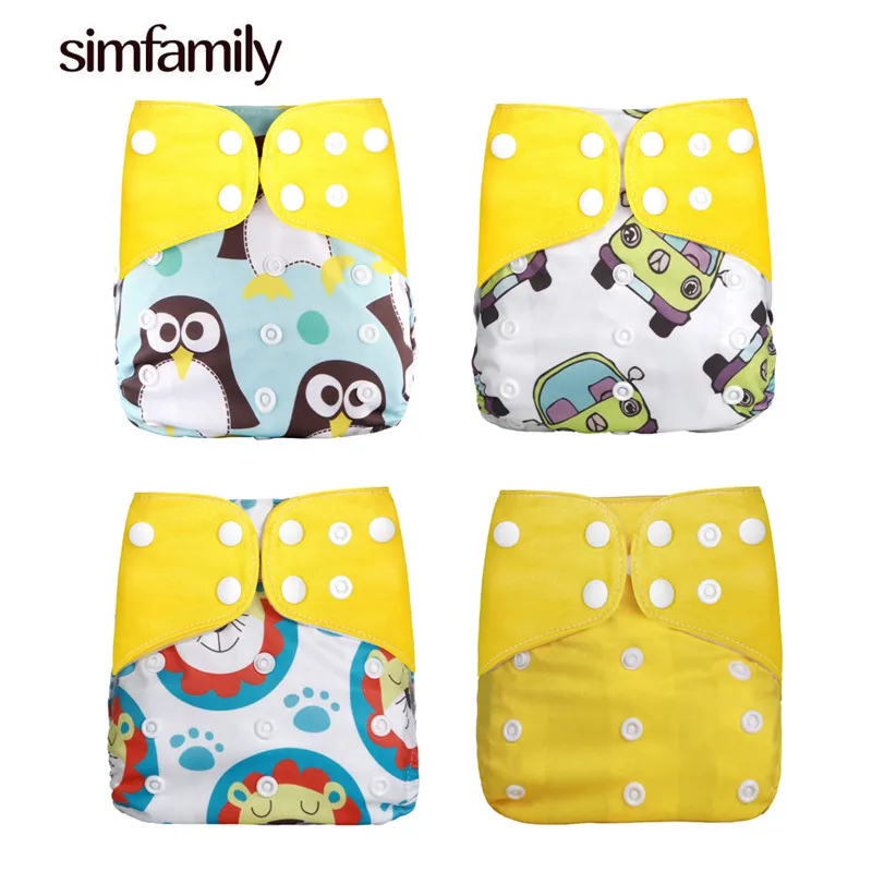 

[simfamily] 2018 4pcs/set Washable Cloth Diaper Cover Adjustable Nappy Reusable Cloth Diapers Cloth Nappy fit 3-15kg baby