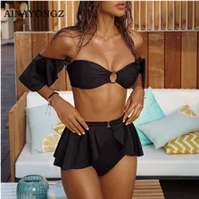 2020 New Swimsuit Women Solid Color Sleeve Swimwear Detachable Ruffle Bikini Set Sexy Woman Beachwear Bathing Suit Brazil Bather 2020 New Swimsuit Women Solid Color Sleeve Swimwear Detachable Ruffle Bikini Set Sexy Woman Beachwear Bathing Suit Brazil Bather