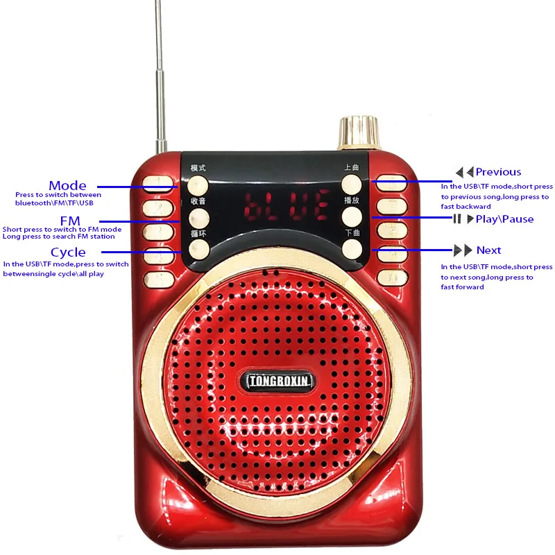 30 Вт с 4800 мАч 18650 батарея мини Bluetooth МегаФон динамик TF USB fm-рекордер функция голосового усилителя микрофон для учителя