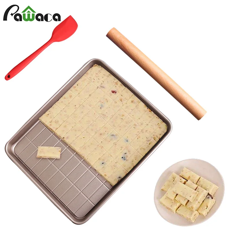 

1 Pcs Nonstick Nougat Baking Pan Tray Carbon Steel Cake Cookie Mold 60-Grid Candy Nougat Pan Roasting Tray Bakeware Handmade DIY