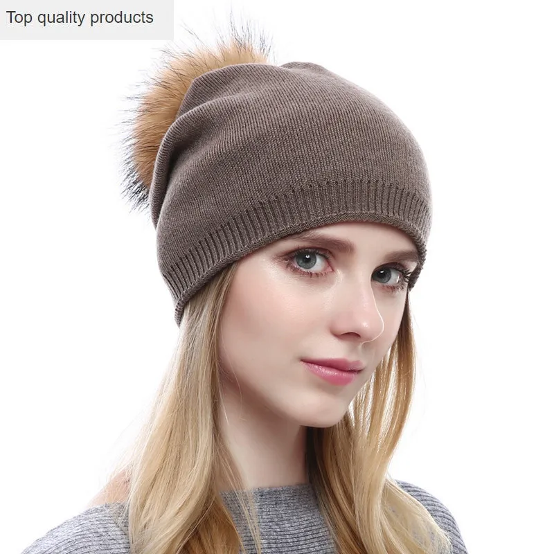 Gorro Mujer кашемировая шапка Модная вязаная из меха енота новинка 2020 осенняя и зимняя