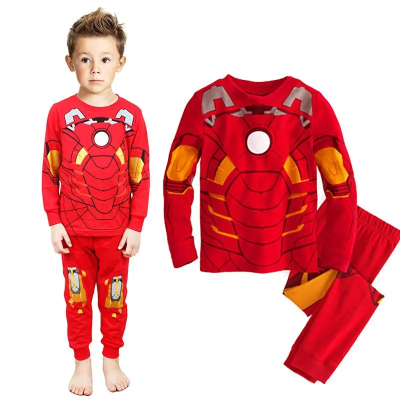 Ironman От 8 до 12 лет пижамы ребенок человек-паук детские пижамы Халк Ironman Woddy пижамы супергероя Pijamas infantil пижамы для мальчиков - Цвет: Ironman