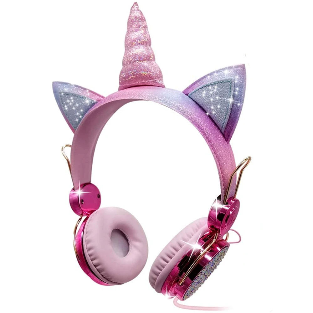 wired earbuds Unicorn Kids Pink Headphones for Girls Children Teens Wired Headset w/Microphonefor School Birthday Xmas Unicorn Gift wireless bluetooth earbuds