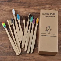 Nuovo design spazzolino da denti in bambù di colore misto spazzolino da denti in legno ecologico punta a setole morbide carbone adulto spazzolino per la cura orale