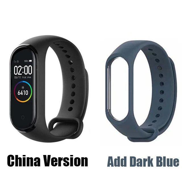 Xiaomi Mi-браслет 3/4, умный браслет с цветным экраном, браслет, пульсометр, фитнес, музыка, умное управление, Bluetooth 5,0, 50 м, водонепроницаемые часы - Цвет: mi4 CNAdd Darkblu St