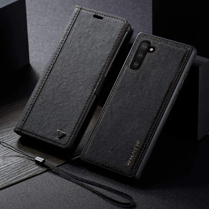 WHATIF крафт-бумага кожаный чехол для Galaxy Note 10 8 9 Магнитный 2 в 1 съемный чехол-кошелек для samsung S8 S9 S10 Plus S7 Edge
