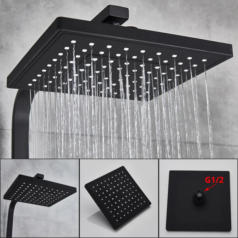 Uythner Bathroom Shower Faucet Rainfall Waterfall Head Wall Mount Bathtub Mixer Tap Hand Sprayer Bath Faucet Shower Set System bathroom shower faucet set