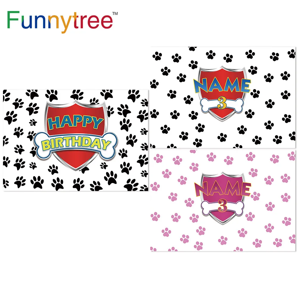 Funnytree фото фон на заказ обои розового цвета с рисунком Собака 1st девочки Дети День