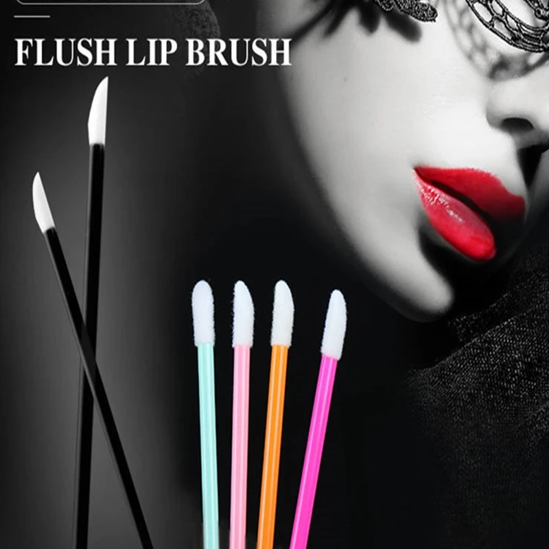 

50pcs/set Disposable Lip Brush Multifunctional Soft Cotton Swab Lipstick Eyeshadow Wand Eyelash Brush Makeup Accessories