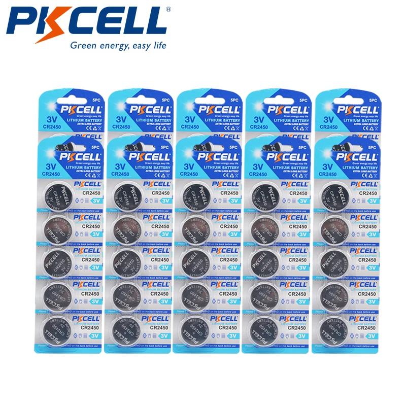 

50PCS/10Card CR2450 3V Llithium Battery DL2450 CR2450N ECR2450 BR2450 button cell batterie for clock games watch Car remote key