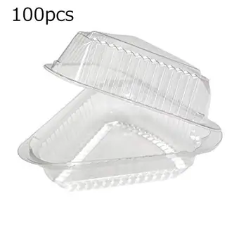 

100PCS/Lot Plastic Pie Sandwich Cake Pizza Box Snack Pastry Transparent Container