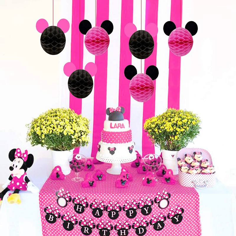 Minnie Birthday Party Decoration Minnie Minnie Flag Balloon Mickey Mouse Pull Flower Mickey Honeycomb Ball Party Set