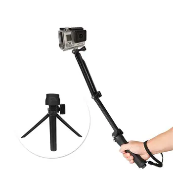 

3 Way Camera tripod For Gopro 3-Way Handheld Selfie Stick Foldable Extendable stand Holder Rack Portable Waterproof AdjustableFS