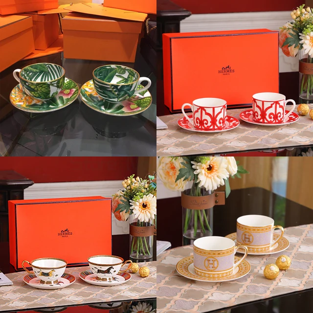 Egyenlítői Jungle Bone Kávéfogyasztókészletek Európai Délutáni Tea Csésze És Csészealj Otthoni Esküvő - Image 2