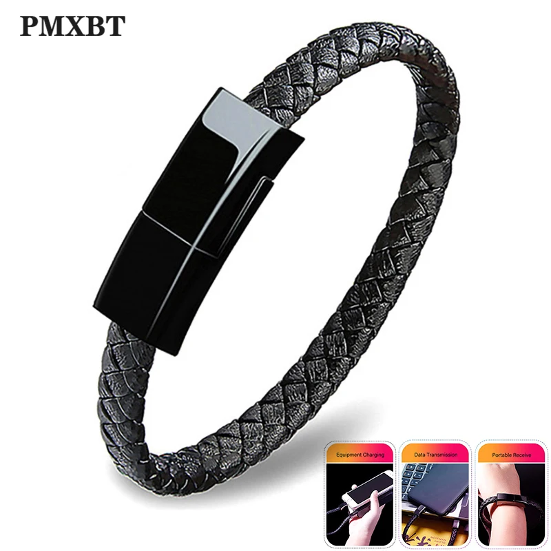 

Outdoor Portable Leather Mini 8 Pin USB Bracelet Charger Data Charging Cable Sync Lighting Cord For iPhone 6 6s IOS Phone Cables