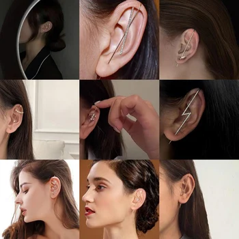 

20 Styles Ear Wrap Crawler Hook Earrings Rhinestone Piercing Stud Earring Popular Hip Hop Surround Auricle Type Ear Bone Clip