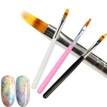Pincel de Uñas de Gel UV con mango de madera, bolígrafos de nailon para esmalte de pelo, dibujo de floración, negro, blanco y rosa, herramientas de manicura SA285, 1 ud.