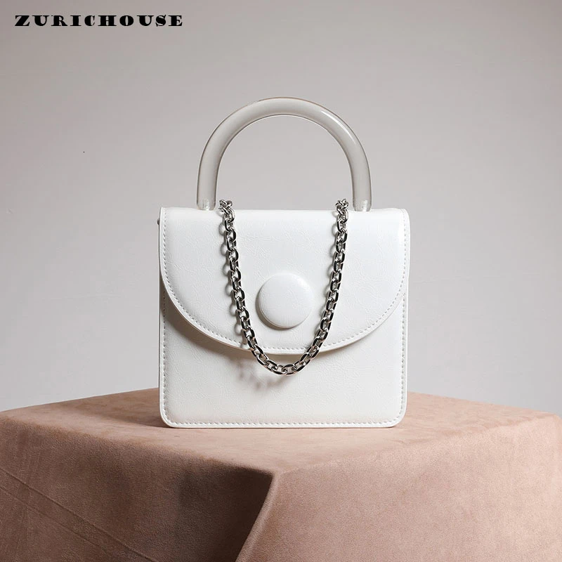 

ZURICHOUSE Brand Cross Body Bag For Women 2019 Fashion Transparent Handle Design Genuine Leather Handbag Mini Square Bags