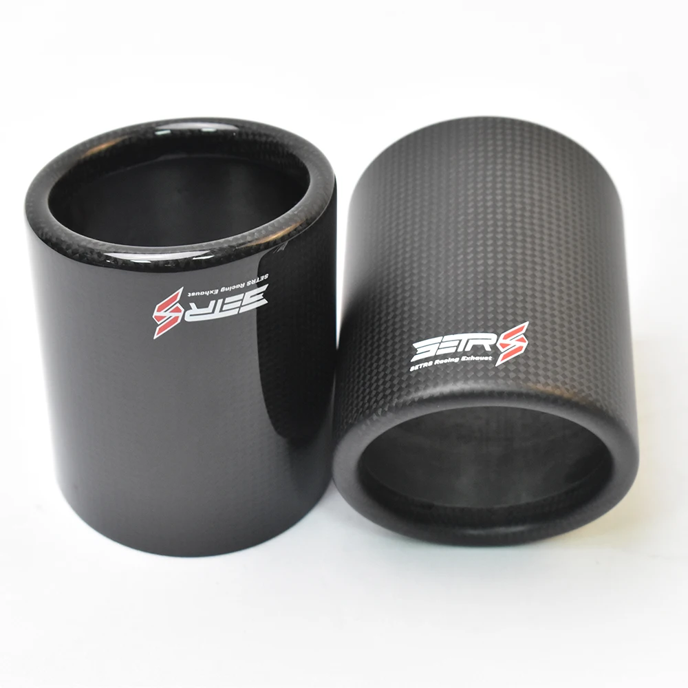 1 PC  Setrs Logo Car Universal Matt Glossy Carbon Fiber Exhaust Muffler Pipe Case  Exhaust Tip Cover