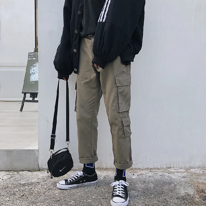 

2019 Autumn INS Popular Brand Loose Casual Pants Korean-style Trend Capri Bib Overall Straight-Cut Fashion