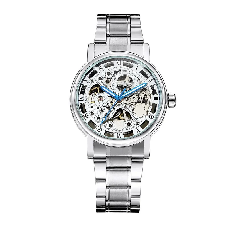 Модные механические часы Winner, роскошные светящиеся автоматические часы, мужские часы из нержавеющей стали с прозрачным циферблатом, спортивные часы