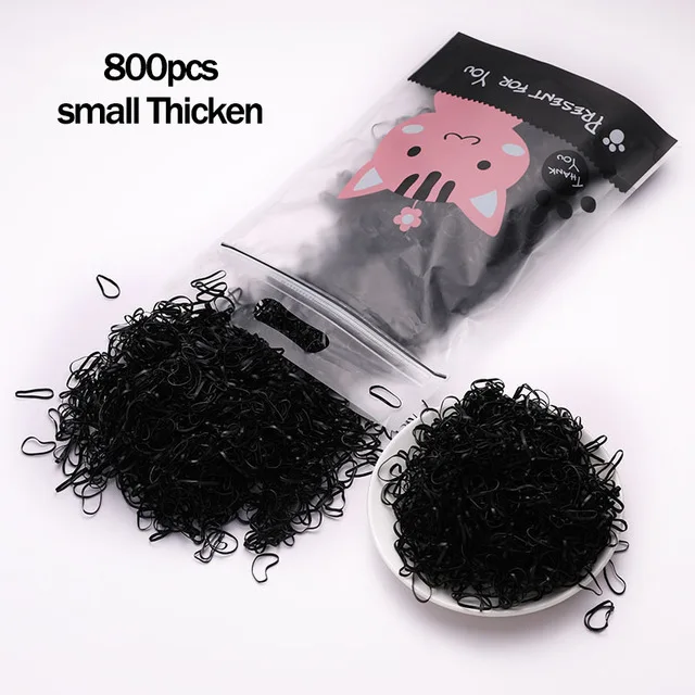 1000pcs/Pack Girls Colorful Small Disposable Rubber Bands Gum For Ponytail Hold Scrunchie Hair Bands Fashion Hair Accessories 800 black thick