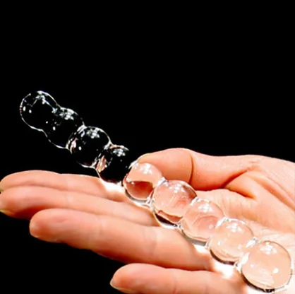 Candiway Crystal Clear Glass Dildo Anal Beads Plug G-spot Stimulation Female Masturbation Adult Sex Toys For Lesbian