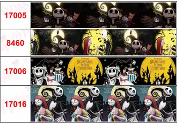 

16mm-75mm Halloween Series Red Hat Cool Skulll Printed Grosgrain/Foe Ribbon Cartoon DIY Hair Bowknots Party Decor 50yards/roll