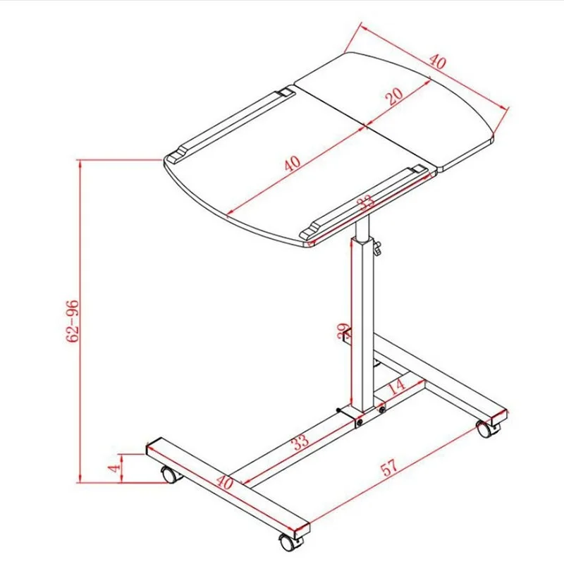 Передвижной прикроватный столик для ноутбука с колесом, регулируемый вращающийся переносной диван-кровать, стол для учебы, ноутбука, компьютерный стол, подъемный стол