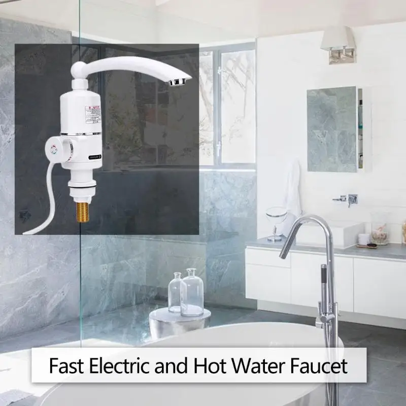 

Kitchen Electric Cold Heating Faucet Tankless Instantaneous Efficient Water Heater Tap Leakage-proof 3000W Heater Fixture