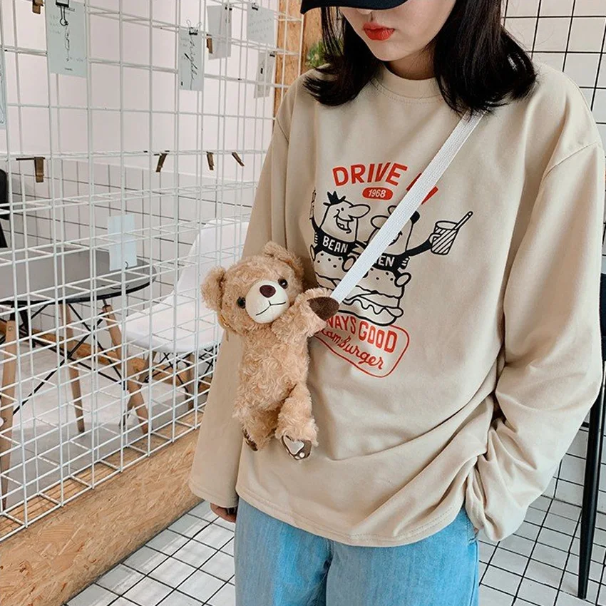 

19CM Cute Plush Bag Kawaii Teddy bear Bag Toy Animal Shoulder Bag Soft small Plush toy bear Plush Backpack for Children