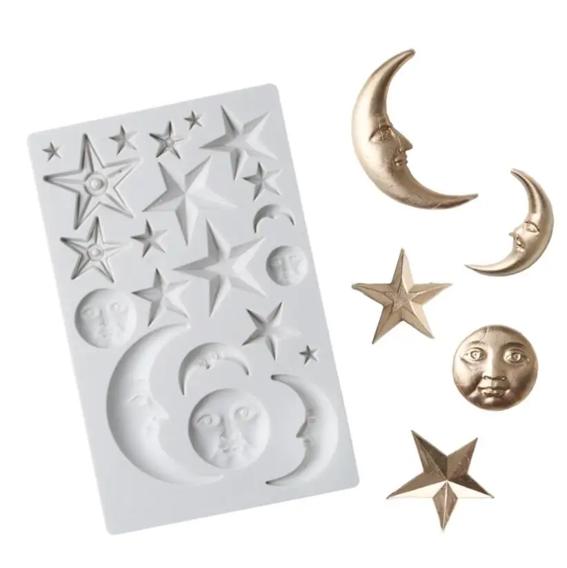 Силиконовая форма в виде Луны звезд солнца лица для помадки домашний инструмент