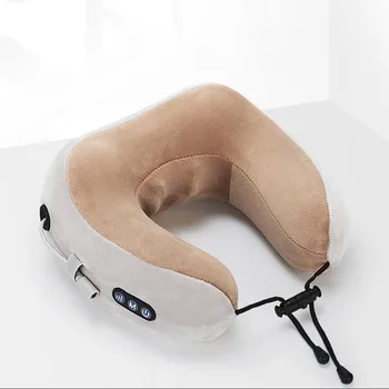 

U-Shape Headrest Massage Neck Pillow Memory Foam Filler Rechargeable Electric Travel Office Car Embrace Cervical Pillow
