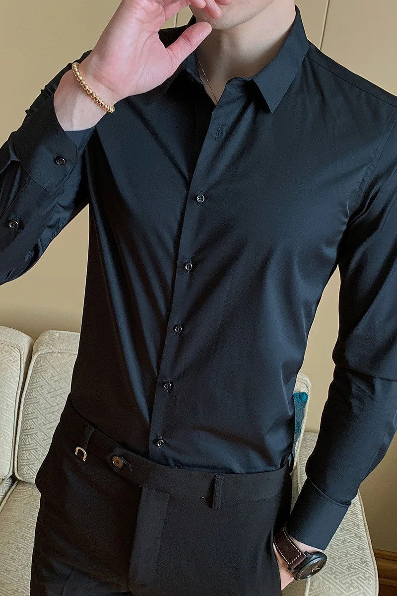 thirsty blue shirt Мужские рубашки с длинным рукавом, деловые, белые, элегантные, хлопок, полиэстер, соц. Платья, рубашки, красные, синие, 7 цветов на выбор, xxxxxl, 6xl, 7xl, 8xl - Цвет: thirsty blue shirt