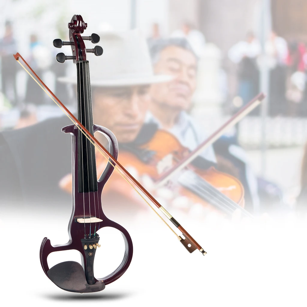

1 Set Full Size Electric/Silent Violin Gift for Beginners Students Violinist, Dark Red