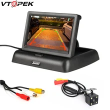 Vtopek Display HD Da 4.3 Pollici Pieghevole Monitor Dell'automobile TFT LCD Della Fotocamera Dello Schermo Inversione della Macchina Fotografica di Sistema di Parcheggio per Auto Retrovisore Monitor