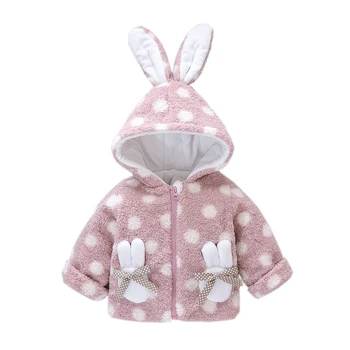 

Girls Autumn Clothing Children Rabbit Eared Wool Sweater Female Baby Thick Autumn And Winter dot Fashion coat