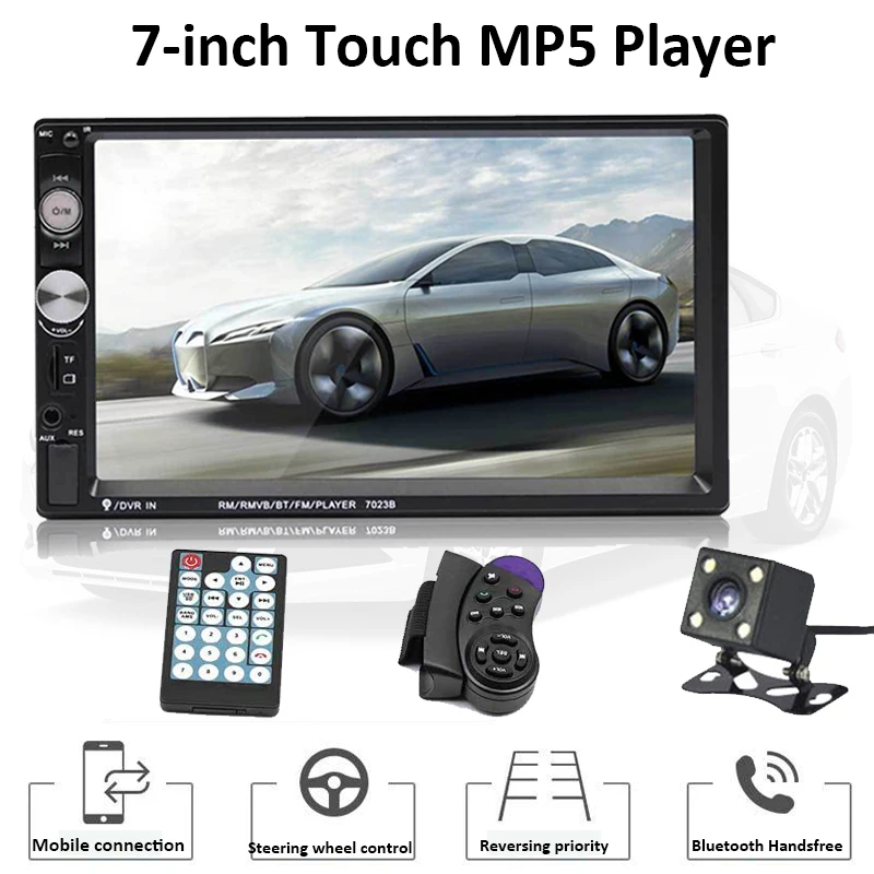 

Auto Radio Backup Camera 7023B 2 Din Car Multimedia Player Bluetooth Auto Video Stereo 7" Touch Screen Video MP5 Player