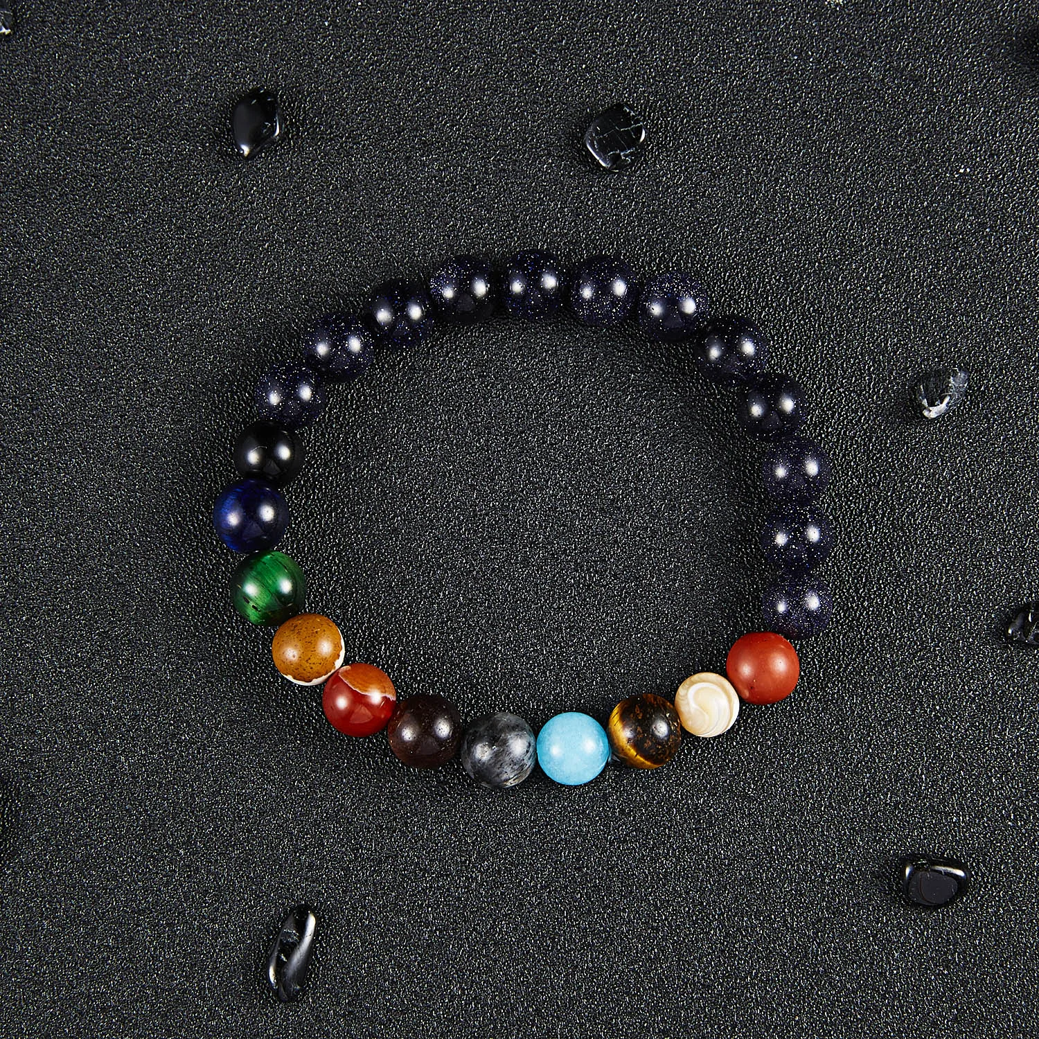 Ринху Мода 8 мм бисера Восемь браслет с планетами натуральный камень Вселенная Йога чакра Солнечный браслет для мужчин женщин браслет ювелирные изделия
