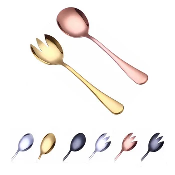

Colorful Unique Spoons Gold Salad Spoon Fork 2PCS Salad Spoon Stainless Steel Cutlery Set Serving Spoon Set