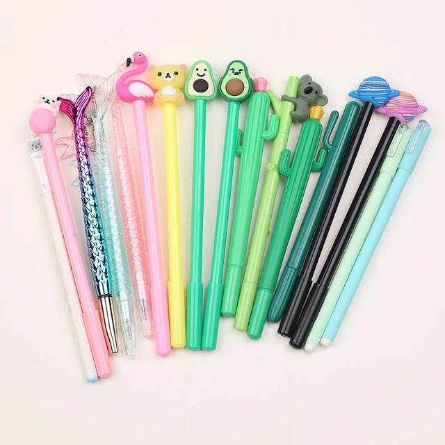 12Pcs Fancy Cute Ice Cream Pens Kawaii Funny Food Gel Ink Pen Erasable for  Writing Kids Girl Stationery Kit Kawai Blue Ballpoint - AliExpress