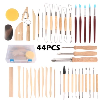 

44pcs Clay Sculpting Kit Sculpt Smoothing Wax Carving Pottery Ceramic Tools Polymer Shapers Modeling Carved Tool Kit