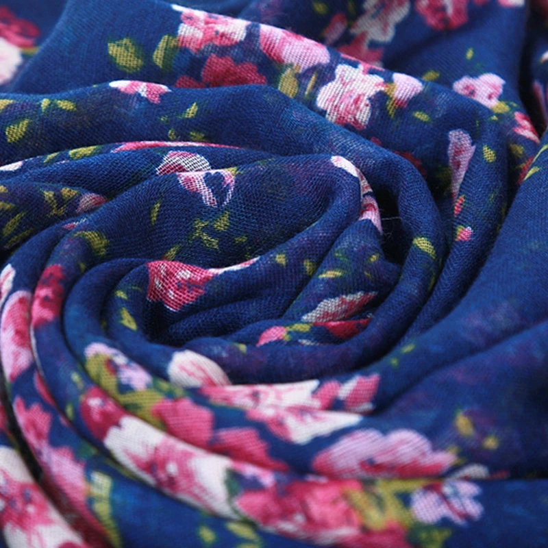 Женский шарф-хомут с цветочным принтом, винтажная шаль