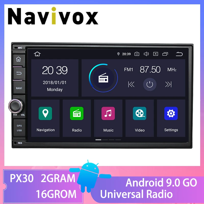 

Navivox 7'' 2 Din Car GPS Radio Player Android 9.0 GO Universal Radio GPS Navigation Audio Player For Nissan Toyota Hyundai LADA